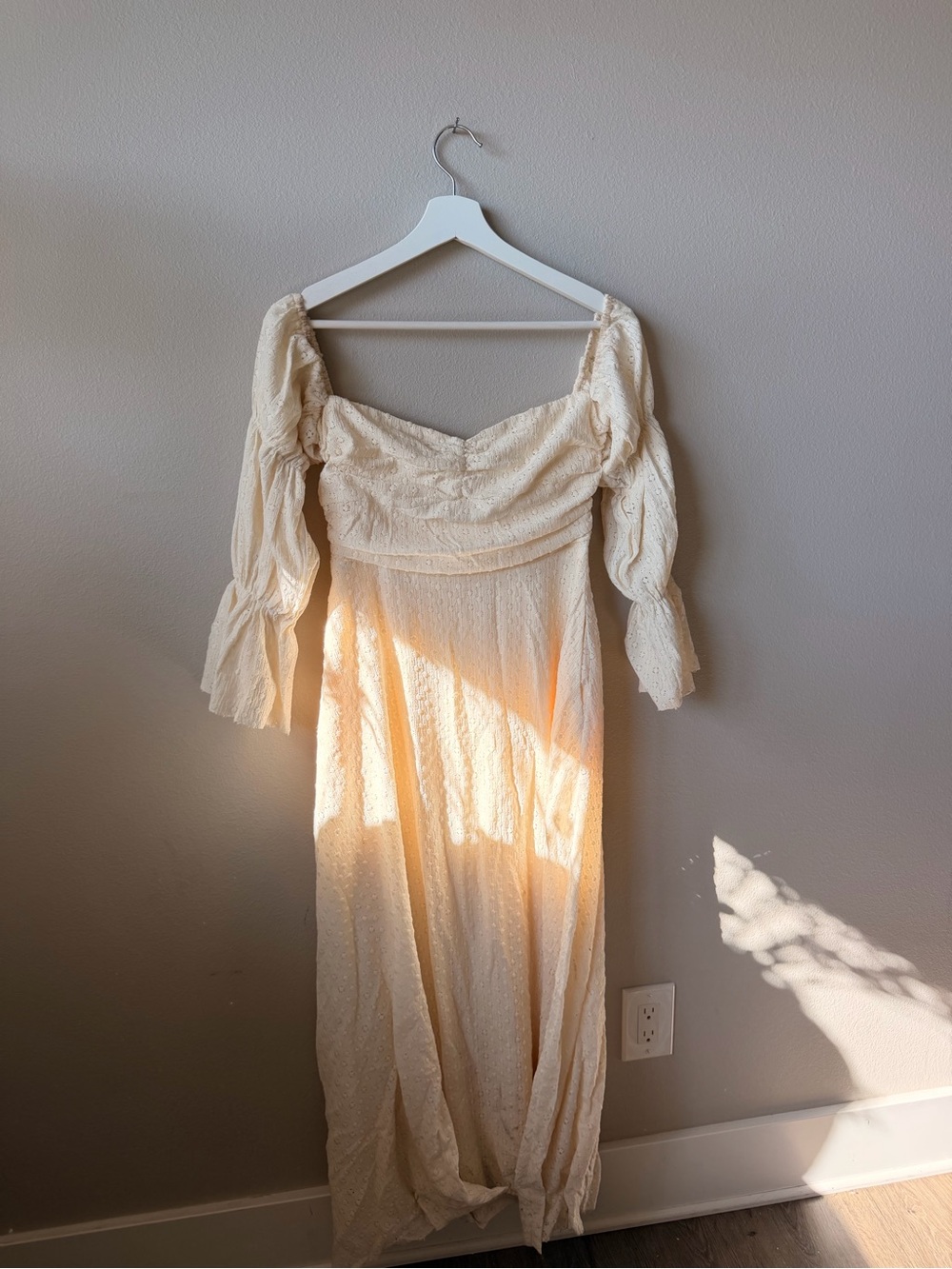 Worth Collective Cream Puff-Sleeve Maxi Dress